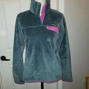 Silvery Gray/Pink Patagonia pullover Womens M